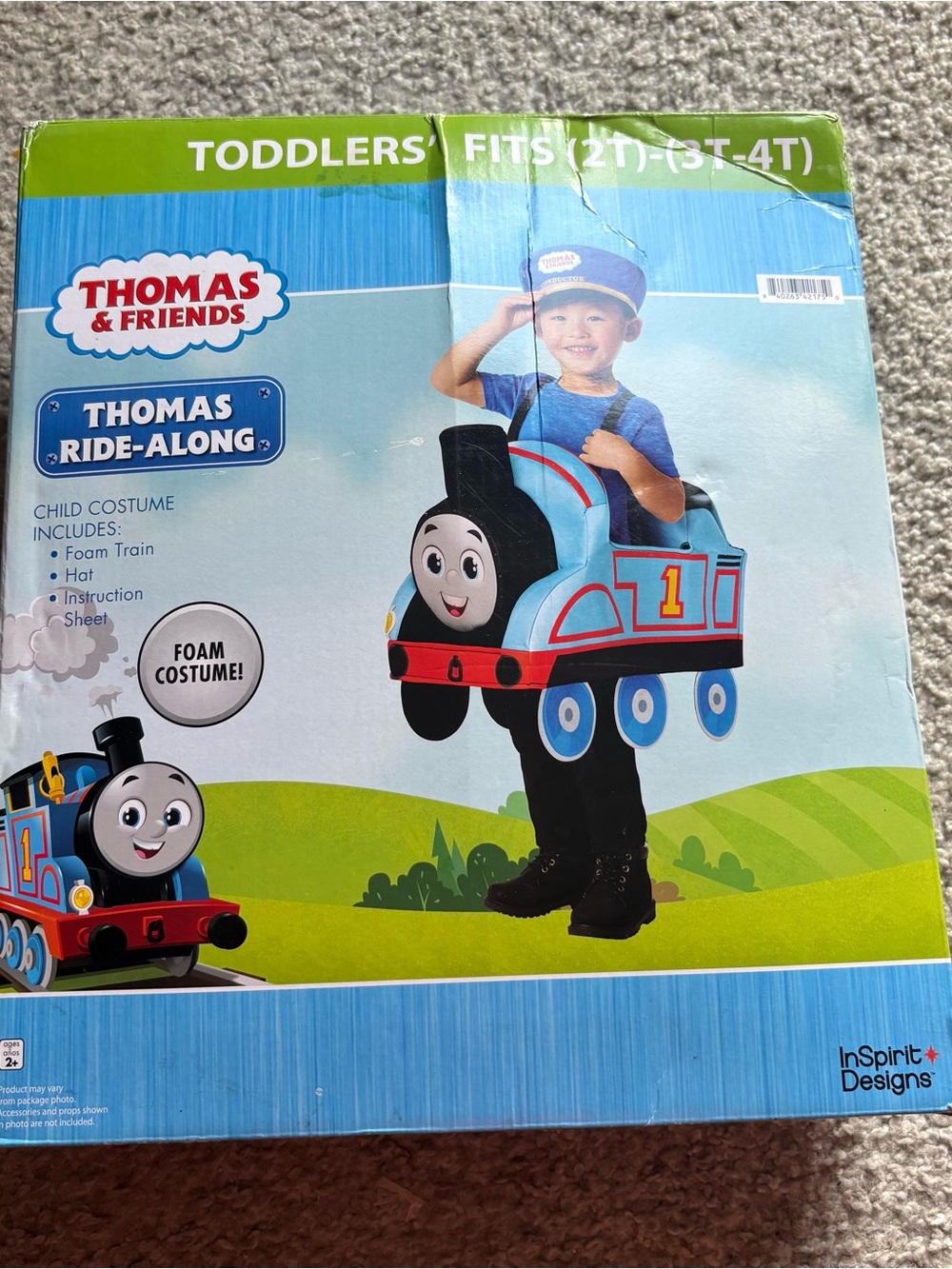 Thomas & Friends Blue Thomas Ride-Along Toddler Costume 2T 3T 4T Halloween Train